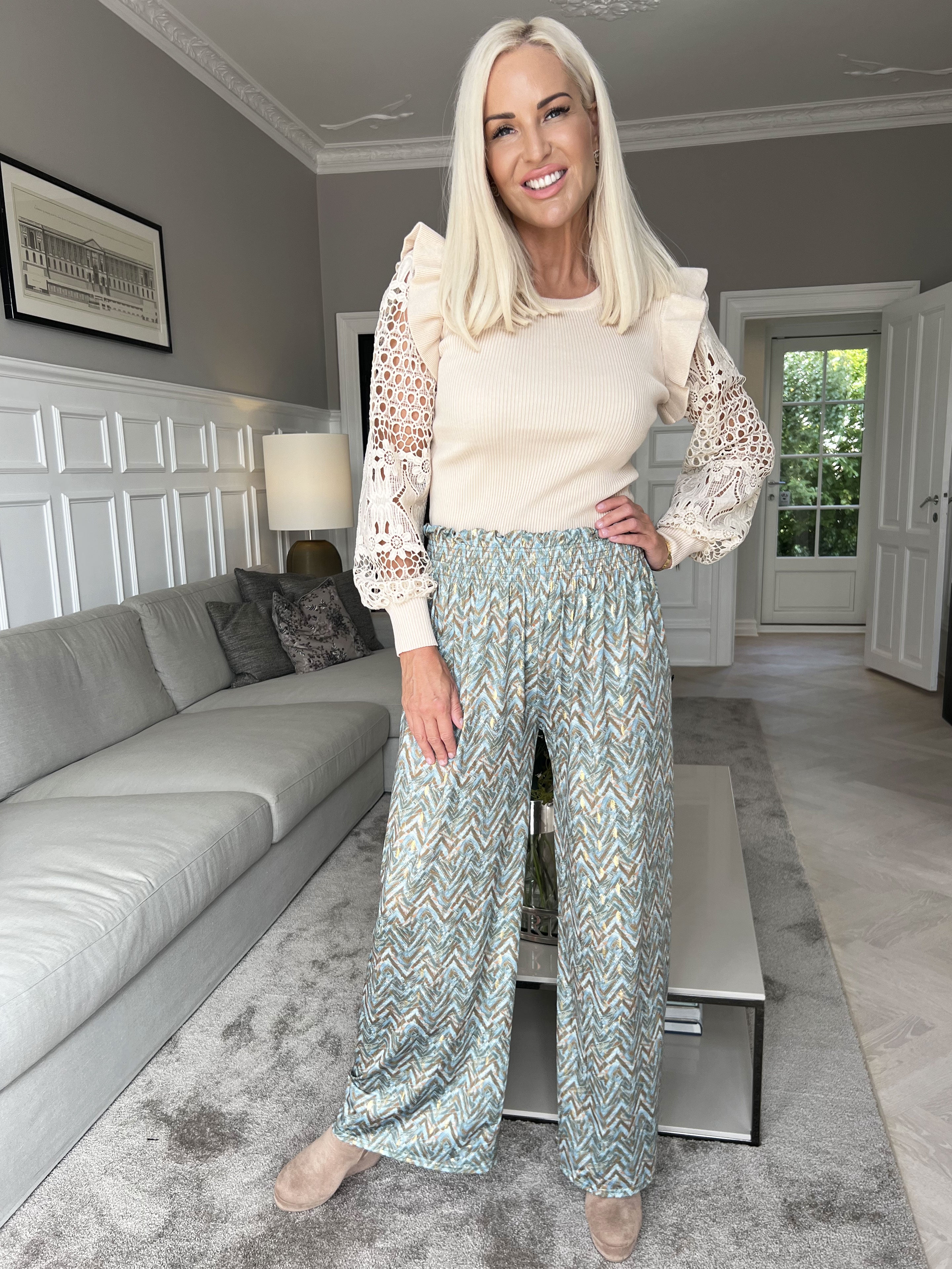 Pams Pants ZigZag - Løse mønstret bukser i elastisk stof